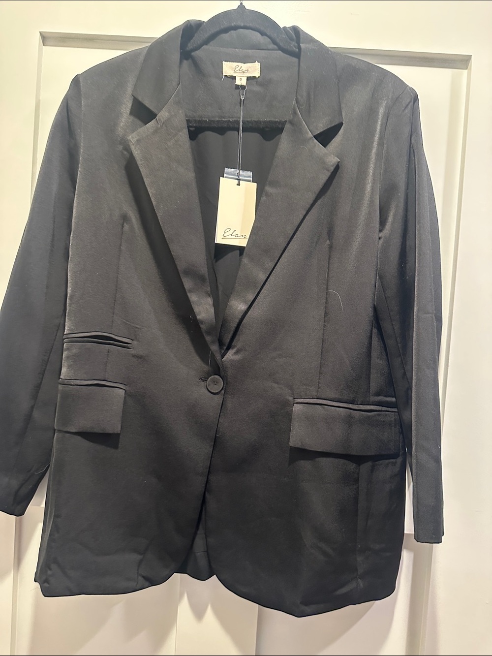 Elan Black Single-Button Notch Lapel Blazer